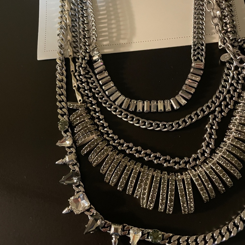 Stella & Dot Silver Amelia Sparkle Multi-Strand Necklace
